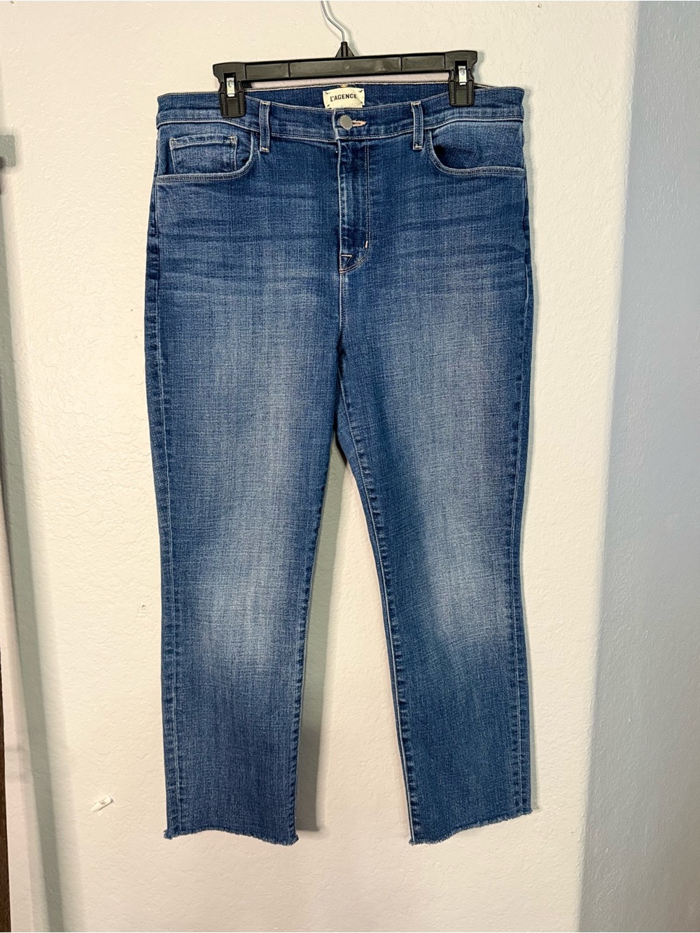 L'AGENCE Blue Cropped Raw-Hem Jeans